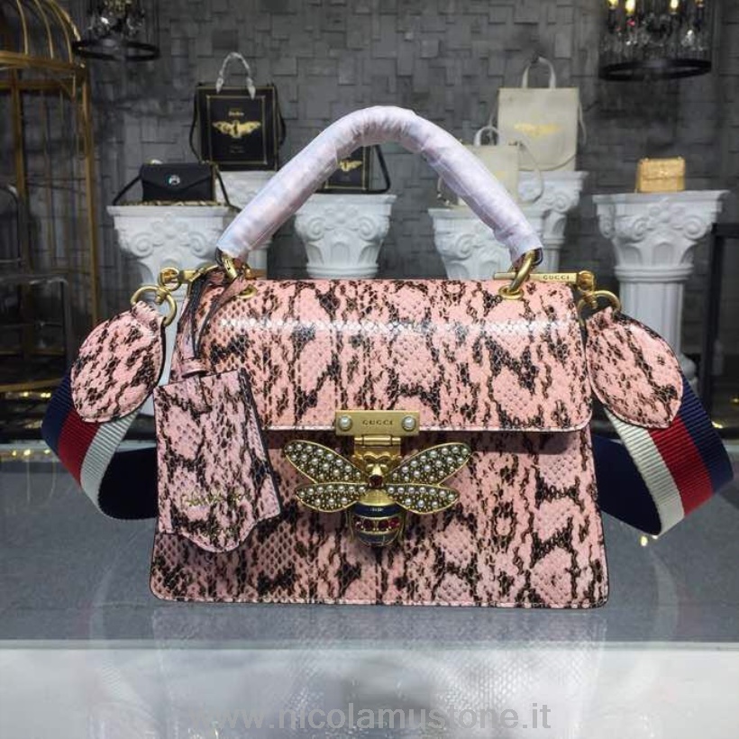 Qualità Originale Gucci Queen Margaret Piccola Borsa Con Manico Superiore 26 Cm 476541 Pelle Di Serpente Collezione Primavera/estate 2018 Rosa