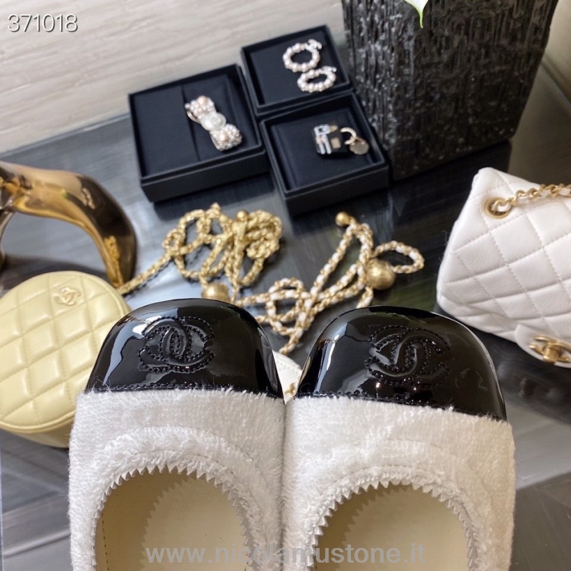 Qualità Originale Chanel Mary Jane Ballerine Spugna/pelle Di Vitello Collezione Primavera/estate 2021 Bianco/nero