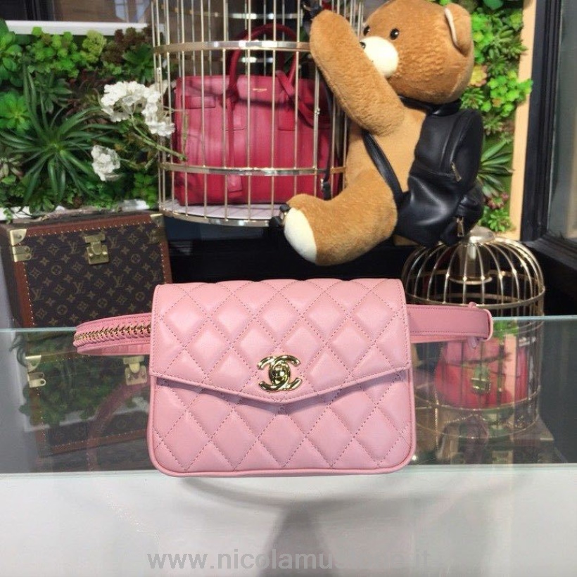 Marsupio Chanel In Vita Di Qualità Originale 18cm Pelle Di Agnello Collezione Primavera/estate 2019 Atto 1 2019 Rosa