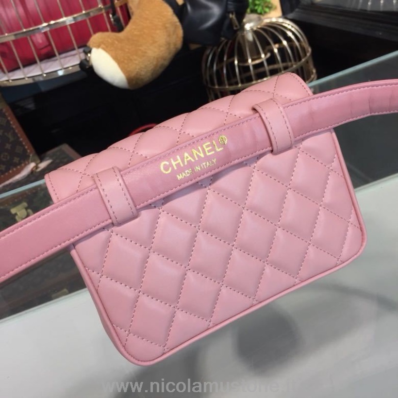 Marsupio Chanel In Vita Di Qualità Originale 18cm Pelle Di Agnello Collezione Primavera/estate 2019 Atto 1 2019 Rosa