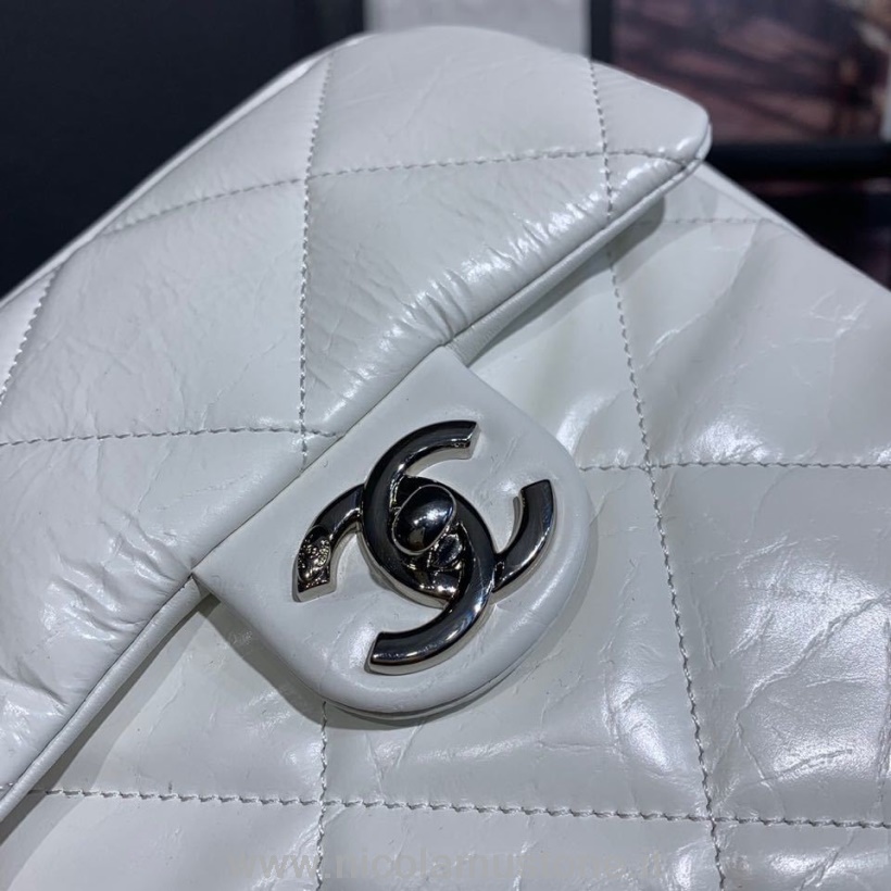 Qualità Originale Chanel Custodia Per Fotocamera Borsa 18 Cm Pelle Di Agnello Hardware Argento Crociera 2020 Collezione Stagionale As1323 Bianco