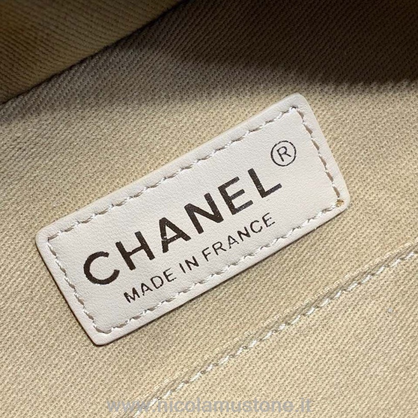 Qualità Originale Chanel Custodia Per Fotocamera Borsa 18 Cm Pelle Di Agnello Hardware Argento Crociera 2020 Collezione Stagionale As1323 Bianco