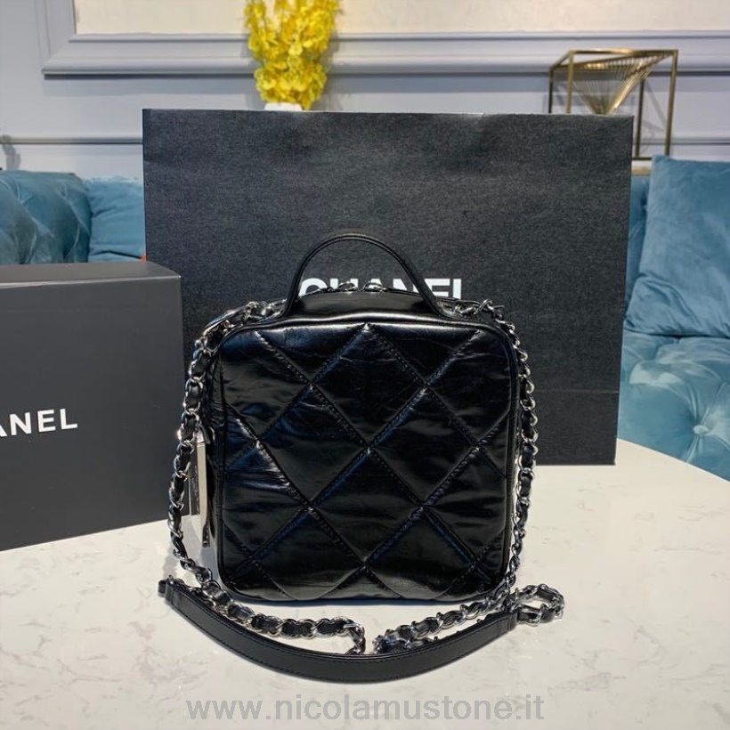 Qualità Originale Chanel Custodia Per Fotocamera Borsa 18 Cm Pelle Di Agnello Hardware Argento Crociera 2020 Collezione Stagionale As1323 Nero