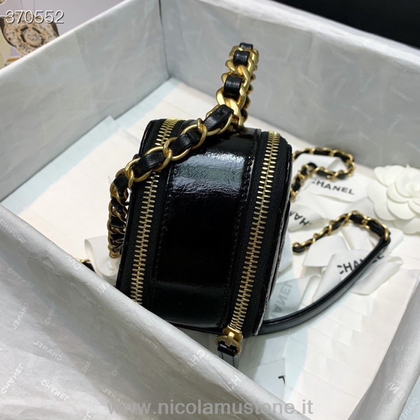 Mini Beauty Case Chanel Di Qualità Originale Con Manico A Catena Intrecciata 14 Cm As2178 Pelle Di Agnello Hardware Oro Collezione Autunno/inverno 2020 Nero