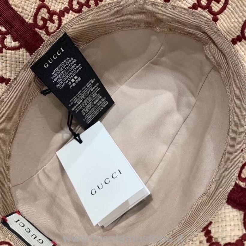 Qualità Originale Gucci Cappello In Paglia Di Rafia Fedora Con Rifiniture In Pelle Di Serpente Collezione Primavera/estate 2020 Bordeaux