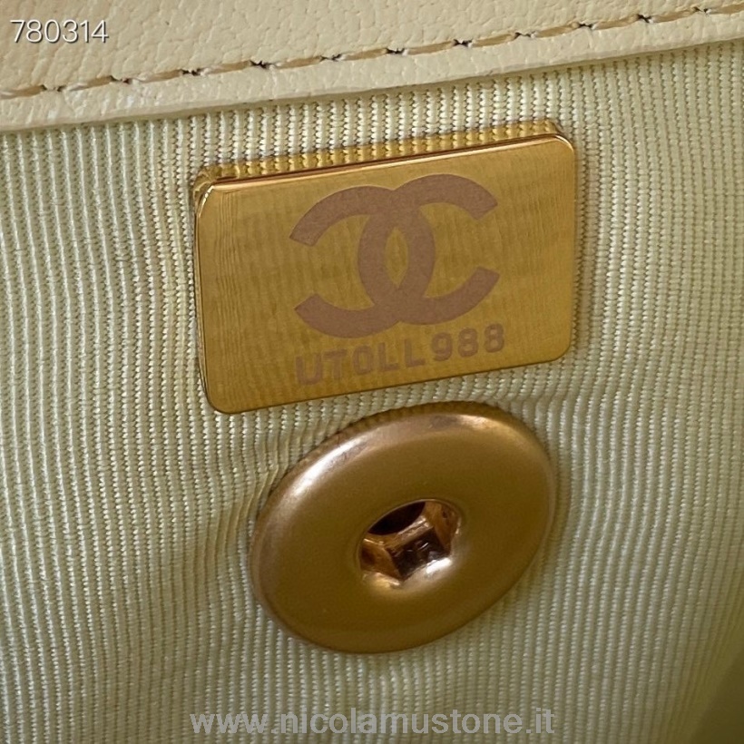 Borsa Chanel Con Patta Di Qualità Originale 22cm As3011 Hardware Oro Pelle Di Vitello Pelle Di Vitello Collezione Autunno/inverno 2021 Giallo