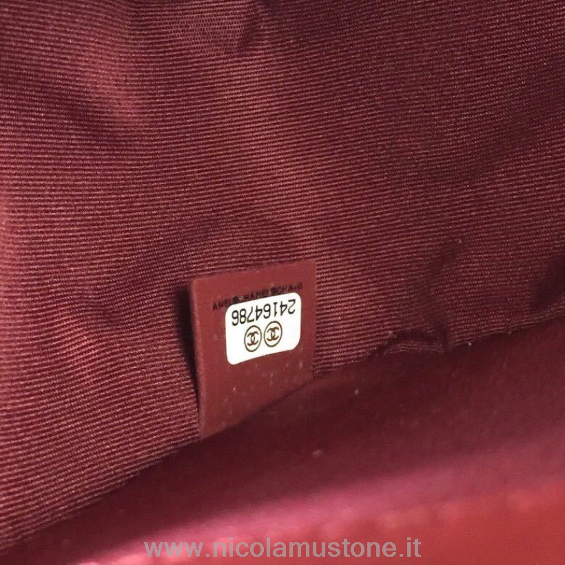 Qualità Originale Chanel Chevron Boy Bag 25cm Pelle Di Agnello Hardware Oro Lucido Primavera/estate 2018 Collezione Act 1 Bordeaux