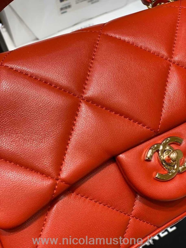 Borsa Chanel Con Patta Di Qualità Originale 23cm Pelle Di Agnello Collezione Primavera/estate 2020 Act 1 Rosso