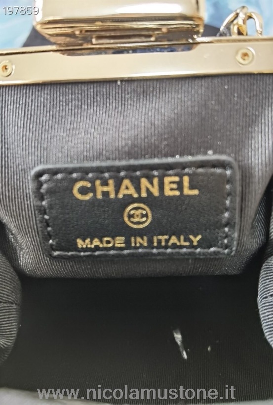 Borsa Chanel Kiss Lock Di Qualità Originale 12cm Hardware Oro Cruise 2021 Collezione Stagionale Nera