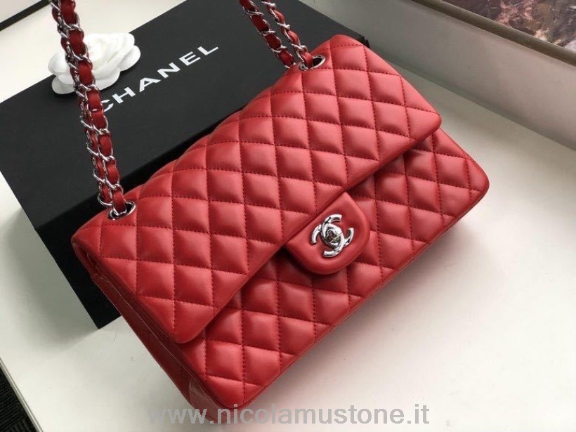 Qualità Originale Chanel Borsa Classica Con Patta 25 Cm Hardware Argento Pelle Di Agnello Collezione Primavera/estate 2020 Rosso