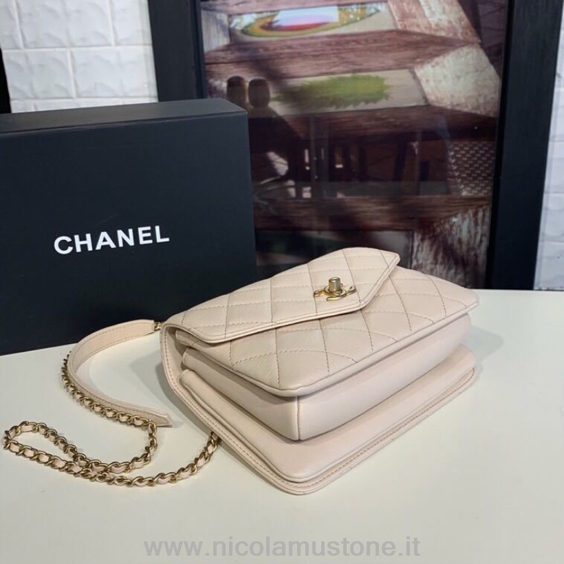 Qualità Originale Chanel Oro Borsa Con Manico Superiore 20 Cm Hardware Oro Pelle Di Agnello Primavera/estate Act 2 Collezione 2019 Nude
