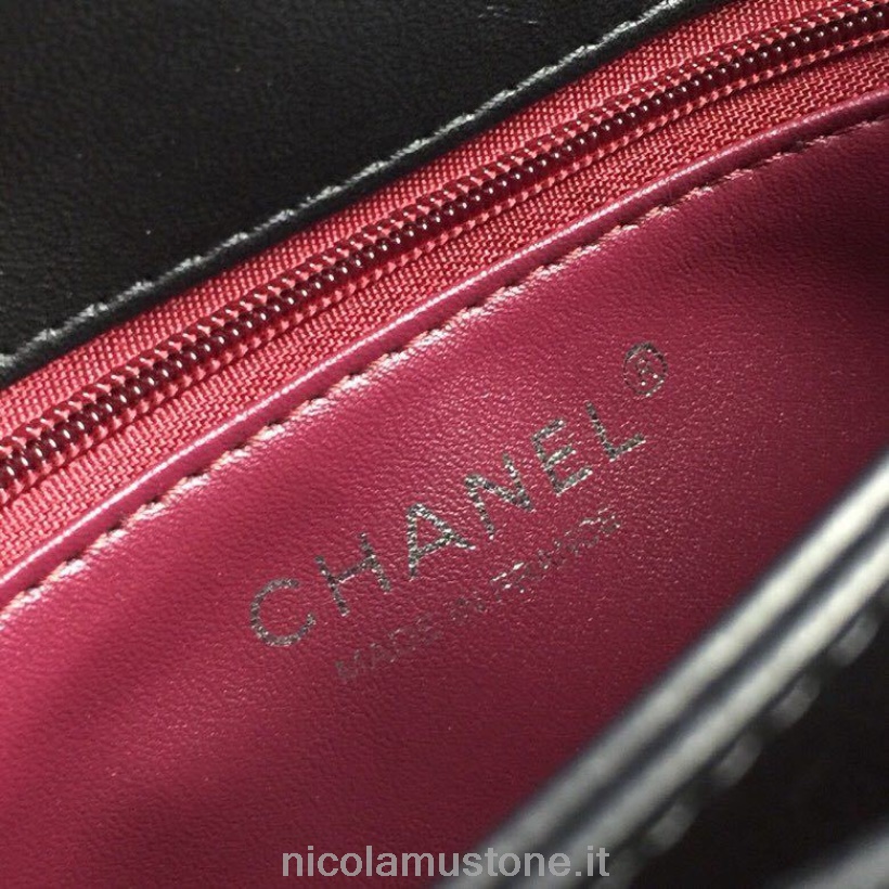 Qualità Originale Chanel Trendy Cc Borsa Con Manico Superiore 26 Cm Pelle Di Vitello Hardware Argento Primavera/estate 2018 Collezione Act 1 Nero