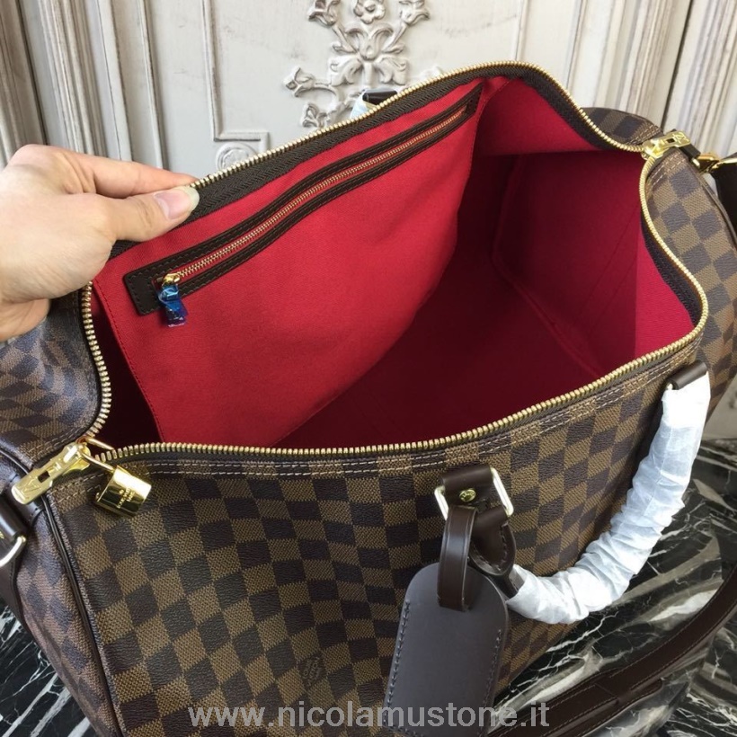 Qualità Originale Louis Vuitton Keepall Bandouliere 55cm Damier Ebene Tela Collezione Autunno/inverno 2019 N41414 Marrone