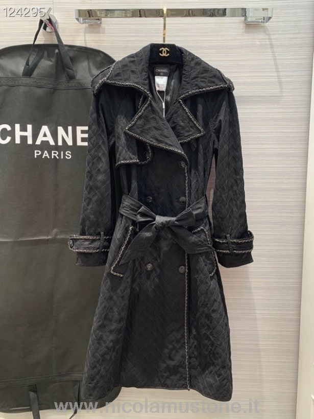 Qualità Originale Chanel Trench Doppiopetto Ricamato A Catena Collezione Autunno/inverno 2020 Nero