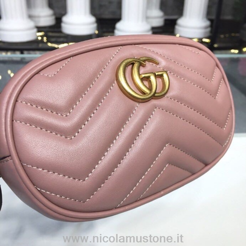 Qualità Originale Gucci Gg Marmont Matelasse Marsupio Marsupio 18cm 476434 Pelle Vitello Collezione Primavera/estate 2018 Rosa Cipria