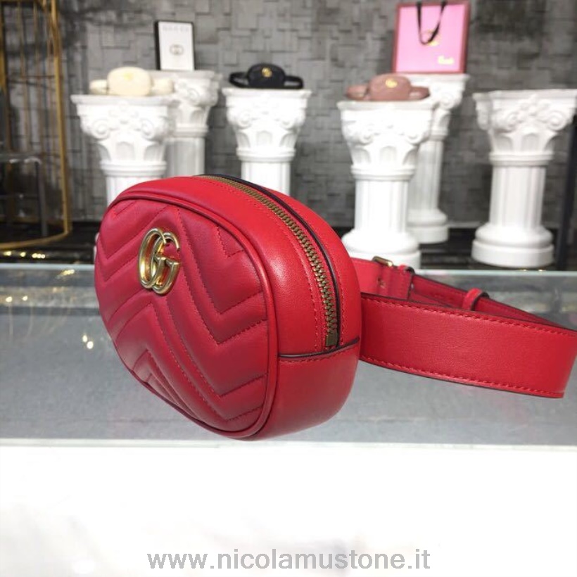 Qualità Originale Gucci Gg Marmont Matelasse Marsupio Marsupio 18cm 476434 Vitello Pelle Collezione Primavera/estate 2018 Rosso