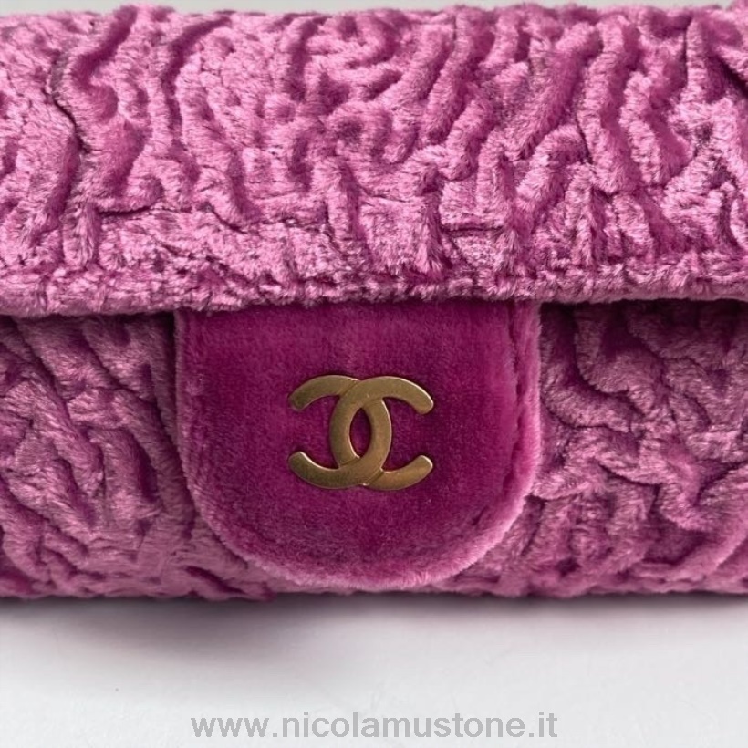 Borsa Per Rossetto Chanel Di Qualità Originale 12 Cm A2285 Velluto/pelle Di Vitello Hardware Oro Collezione Primavera/estate 2022 Rosa