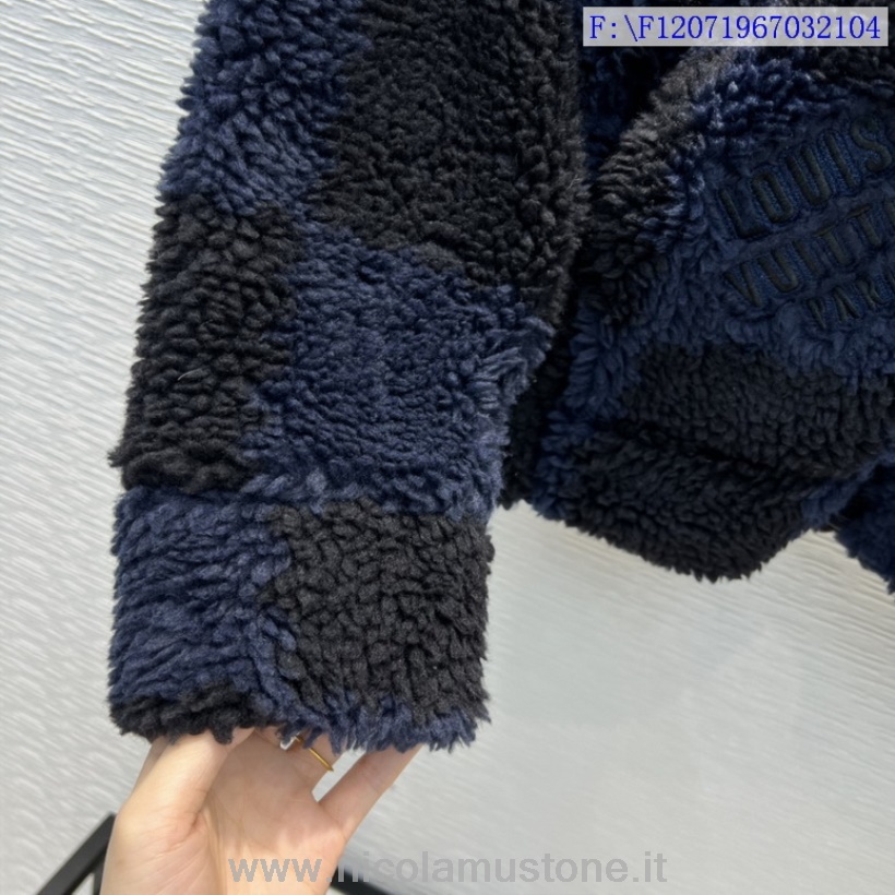 Qualità Originale Louis Vuitton Nigo Giacca In Pile Jacquard Pelliccia Di Montone Collezione Autunno/inverno 2021 Nero