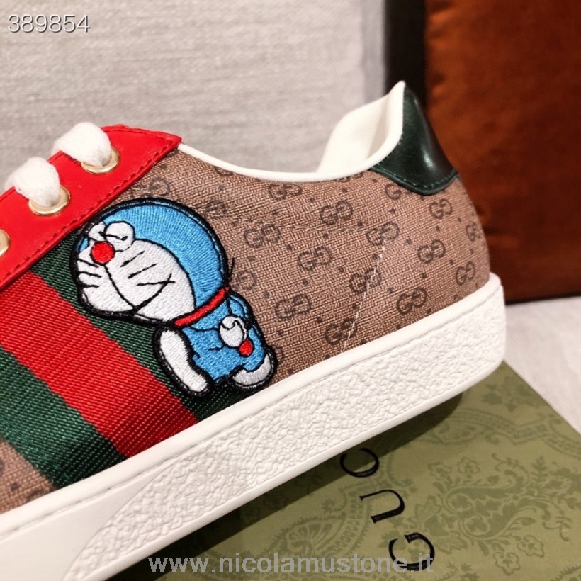 Qualità Originale Sneakers Gucci X Doraemon Ace Pelle Di Vitello Collezione Autunno/inverno 2021 Marrone