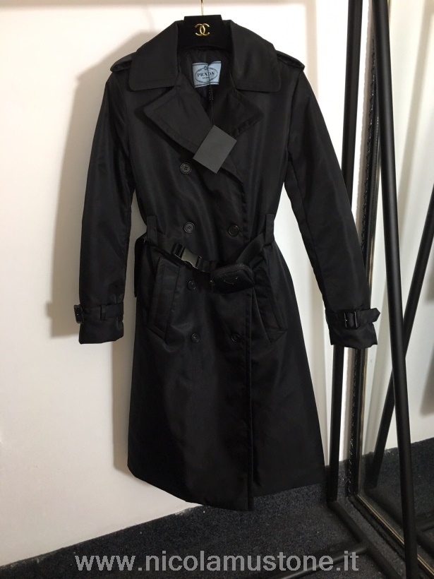 Qualità Originale Prada Piumino Nylon Cappotto Lungo Collezione Autunno/inverno 2020 Nero