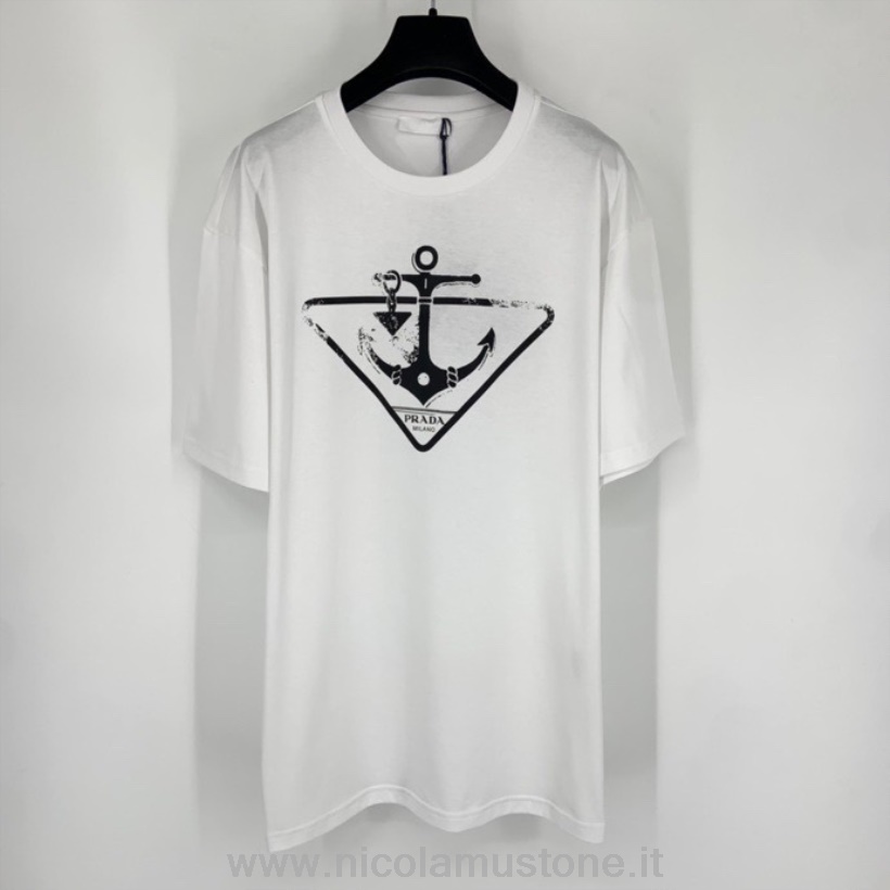 T-shirt Oversize A Maniche Corte Con Logo Prada Di Qualità Originale Collezione Primavera/estate 2022 Bianca