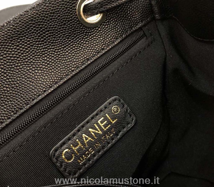 Qualità Originale Chanel Duma Zaino 24cm Hardware Oro Pelle Caviale Collezione Primavera/estate 2020 Nero