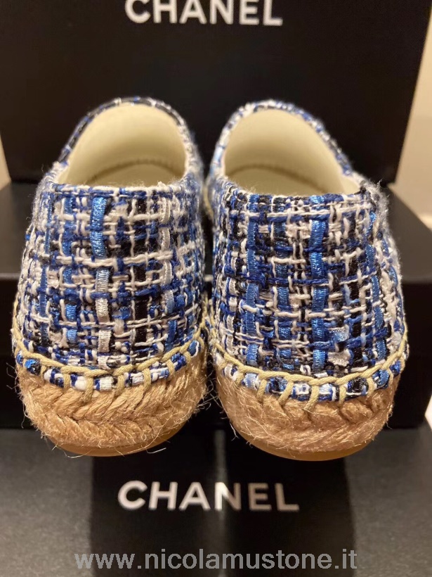 Qualità Originale Chanel Espadrillas In Tweed/gros-grain Pelle Di Agnello Collezione Primavera/estate 2020 Blu Navy/nero