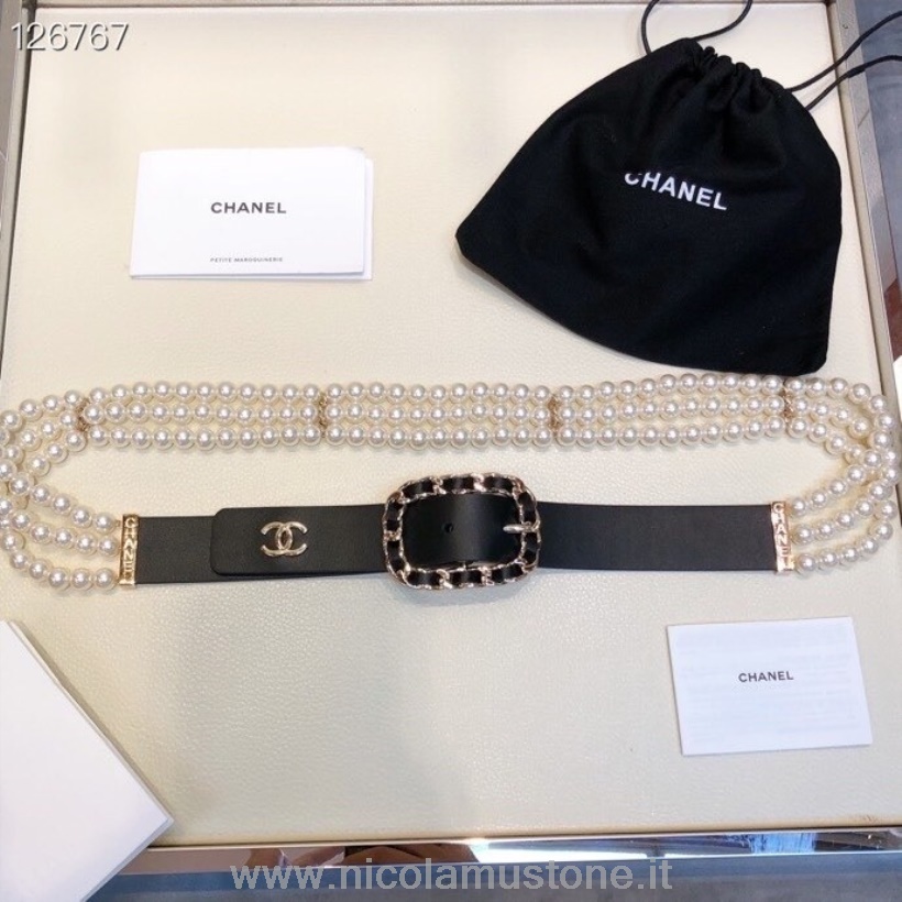 Qualità Originale Chanel Perla Cintura Hardware Oro Pelle Di Vitello Collezione Autunno/inverno 2020 Nera