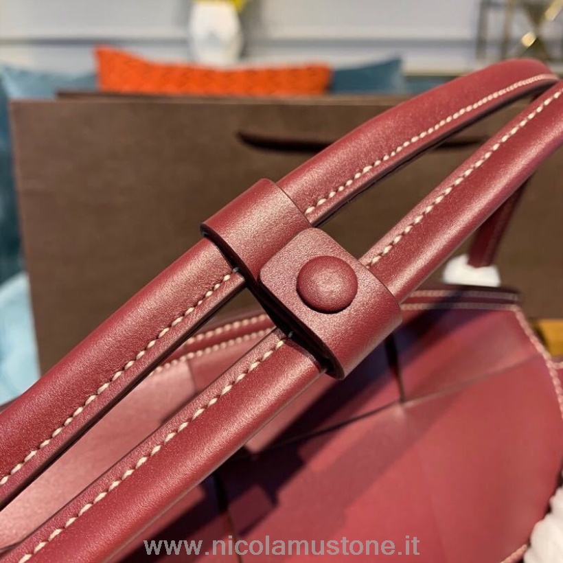 Qualità Originale Bottega Veneta Arco 33 Mini Borsa 22 Cm Maxi Tessuto Pelle Di Vitello Hardware Ottone Collezione Autunno/inverno 2019 Bordeaux