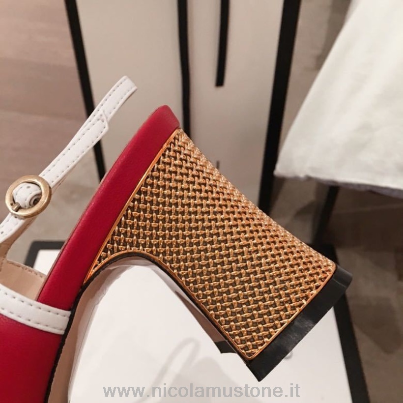 Originální Kvalitní Gucci Dvoubarevné Mašličkové Lodičky Teletina Kůže Jaro/léto 2020 Kolekce červená/bílá