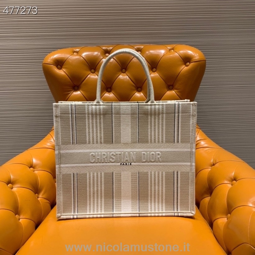 Originální Kvalitní Christian Dior Dioriviera Taška Na Knihy 42cm Vyšívané Plátno Kolekce Jaro/léto 2021 Béžová/bílá