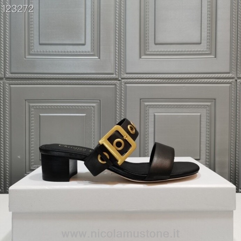 Originální Kvalita Christian Dior D-dior Mules Teletina Kůže Kolekce Jaro/léto 2020 černá