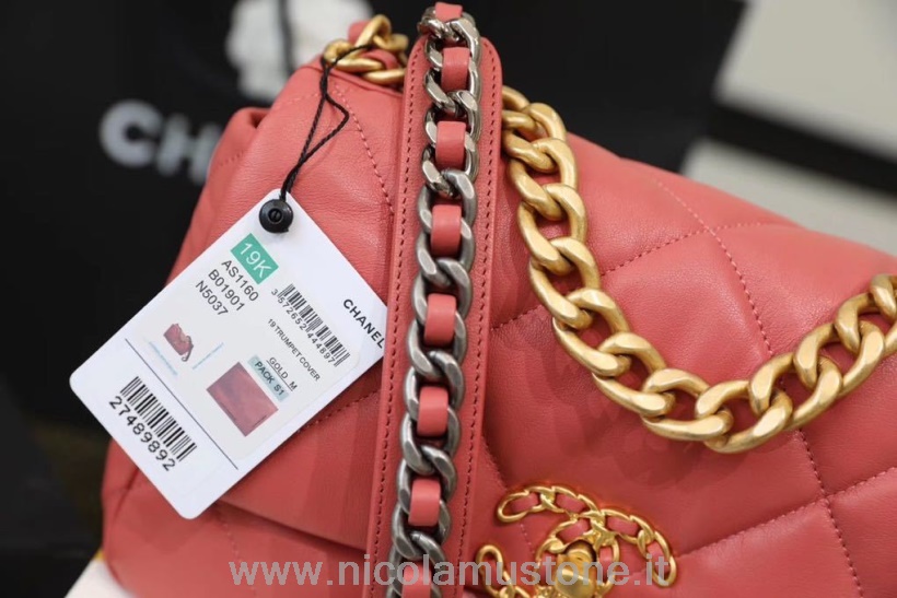 Originální Kvalita Chanel 19 Taška S Chlopní 26cm Kozí Kůže Jaro/léto 2020 Akt 1 Kolekce Rose Pink
