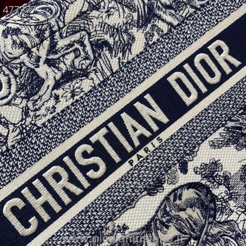 Originální Kvalita Christian Dior Zodiac Book Taška 38cm Výšivka Plátno Kolekce Jaro/léto 2021 Tmavě Modrá/bílá