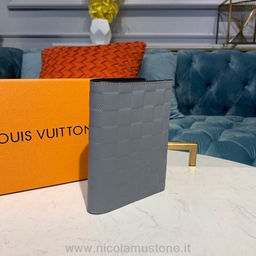 Originální Kvalita Louis Vuitton Obal Na Pas 15cm Reliéfní Damier Plátno Jaro/léto 2019 Kolekce M64501 šedá