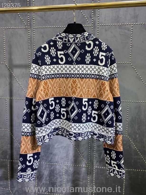 Originální Kvalitní Motiv Chanel Cardigan Dámská Délka Do Pasu Cardigan Kolekce Podzim/zima 2020 Béžová/modrá