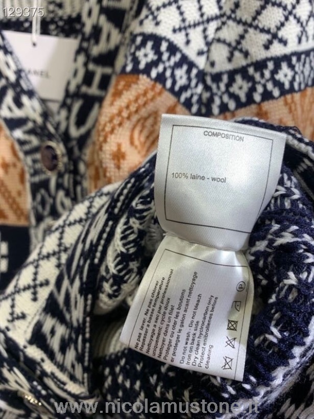 Originální Kvalitní Motiv Chanel Cardigan Dámská Délka Do Pasu Cardigan Kolekce Podzim/zima 2020 Béžová/modrá