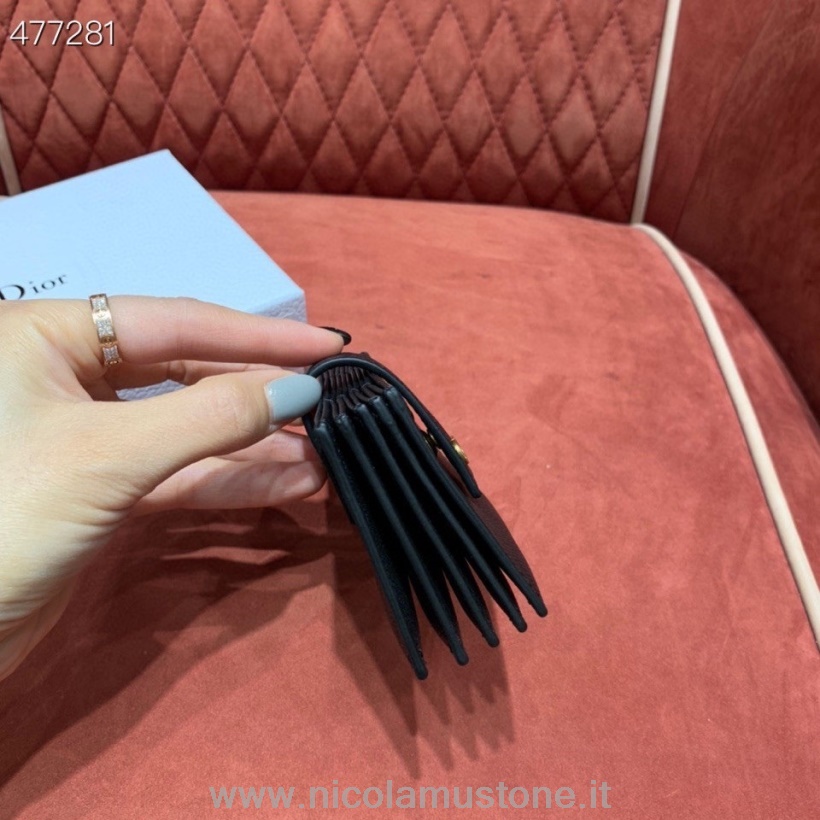 Originální Kvalitní Pouzdro Na Karty Christian Dior 12cm Zrnitá Telecí Kůže Kolekce Jaro/léto 2021 černá