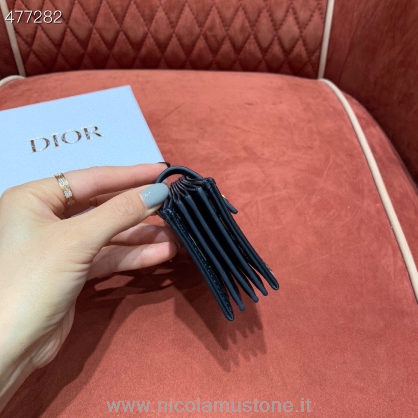 Originální Kvalitní Pouzdro Na Karty Christian Dior 12cm šikmá Výšivka Plátno Kolekce Jaro/léto 2021 Tmavě Modrá