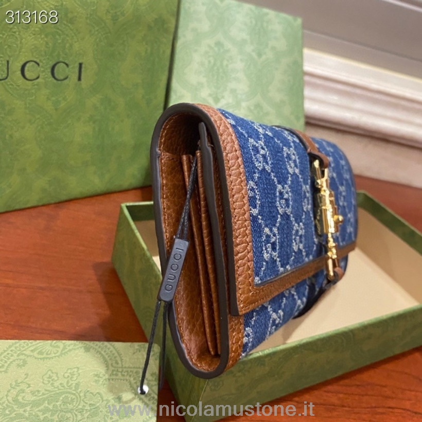 Originální Kvalitní Gucci Jackie Peněženka Na řetízku Taška 20cm 652681 Teletina Kůže Podzim/zima 2021 Kolekce Denim Blue