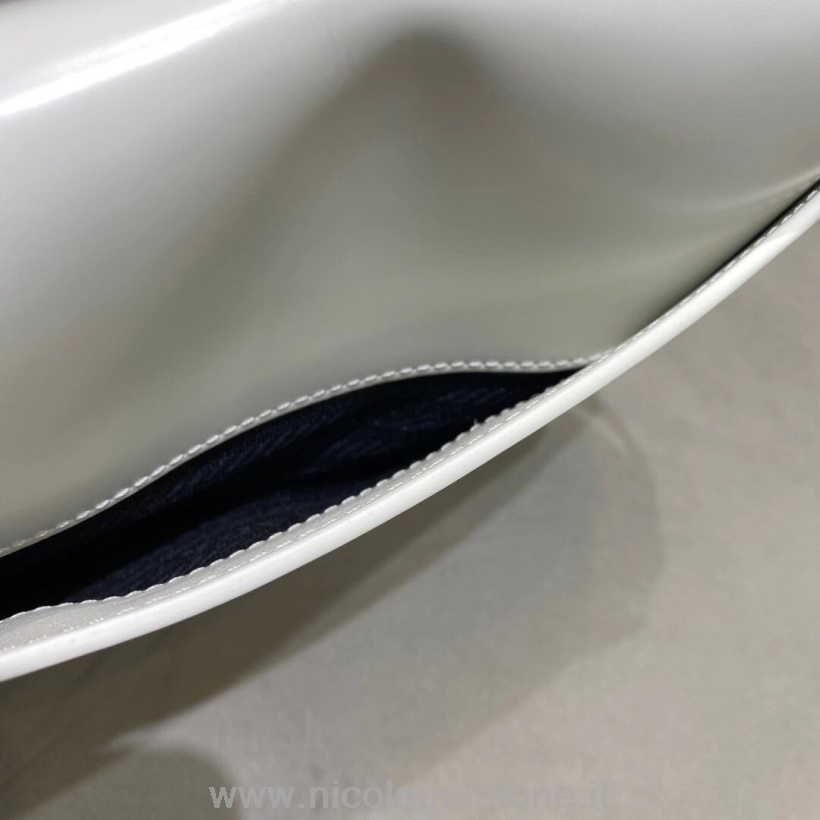 Originální Kvalitní Prada řetěz Hobo Taška 24cm 1bd313 Teletina Kůže Cruise 2021 Kolekce Bílá