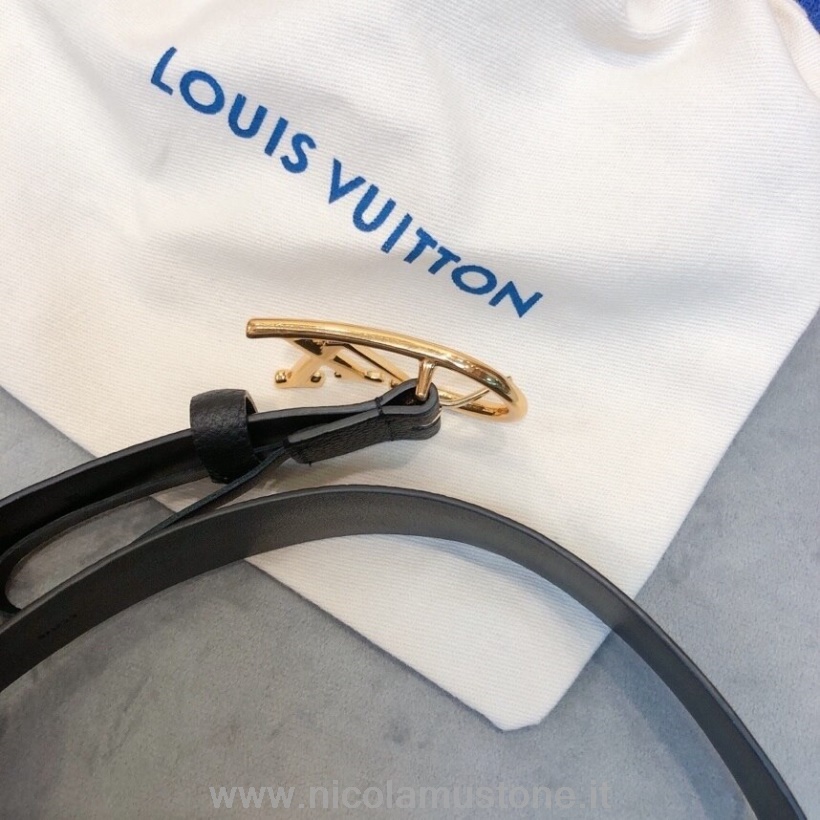 Originální Kvalitní Pásek Louis Vuitton 3cm Zlaté Kování Zrnité Telecí Kůže Kolekce Podzim/zima 2020 černá