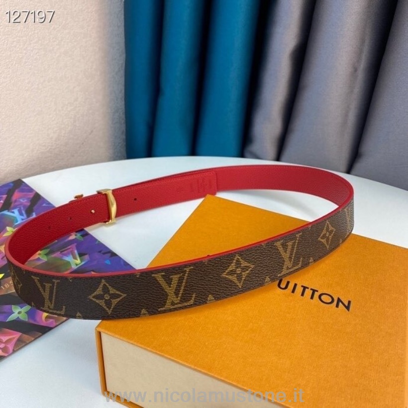 Originální Kvalita Louis Vuitton 3cm Pásek Zlatý Hardware Monogram Plátno Kolekce Podzim/zima 2020 Hnědá/třešeň