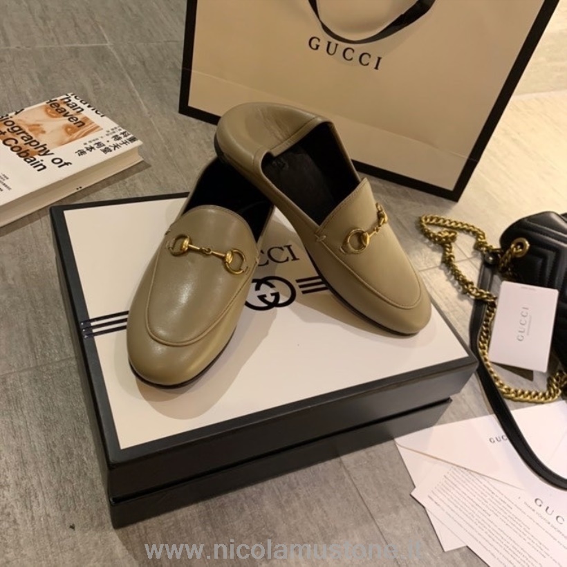 Originální Kvalitní Gucci Brixton Skládací Mokasíny Teletina Kůže Jaro/léto 2020 Kolekce Béžová