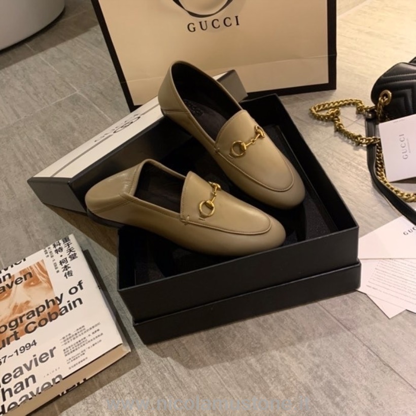 Originální Kvalitní Gucci Brixton Skládací Mokasíny Teletina Kůže Jaro/léto 2020 Kolekce Béžová