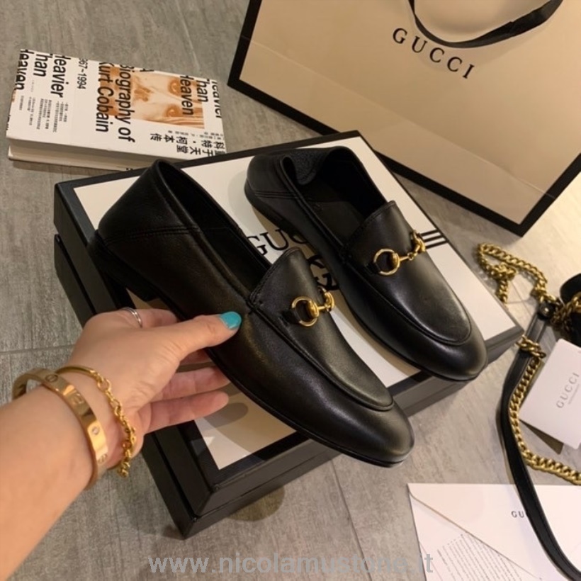 Originální Kvalitní Gucci Brixton Skládací Mokasíny Teletina Kůže Kolekce Jaro/léto 2020 černá