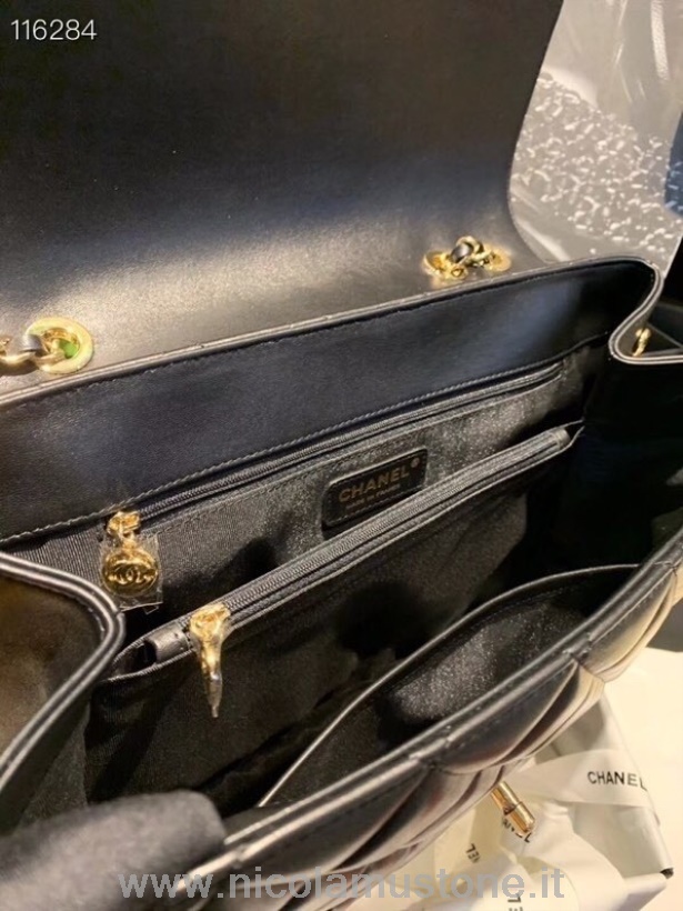 Originální Kvalitní Chanel Vintage Maxi Taška S Klapkou 33cm Jehněčí Kůže Zlatý Hardware černý
