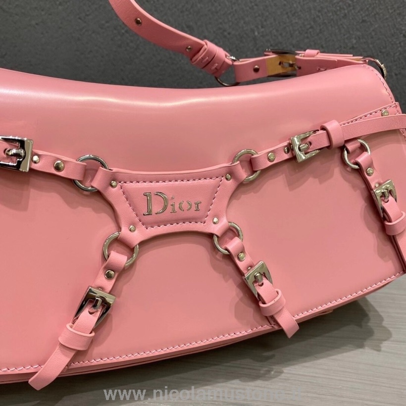 Originální Kvalitní Christian Dior Vintage Punk Taška 30cm Teletina Kůže Kolekce Podzim/zima 2020 Růžová