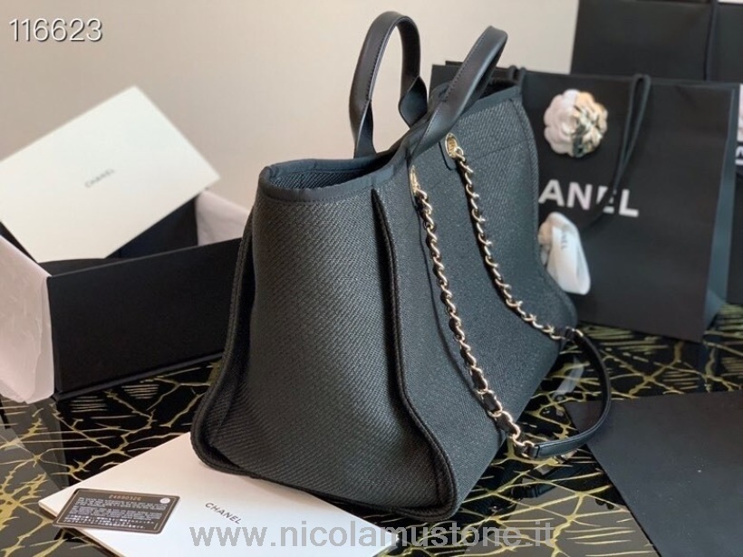 Originální Kvalitní Kabelka Chanel Deauville 40cm Džínová Taška Kolekce Jaro/léto 2020 černá
