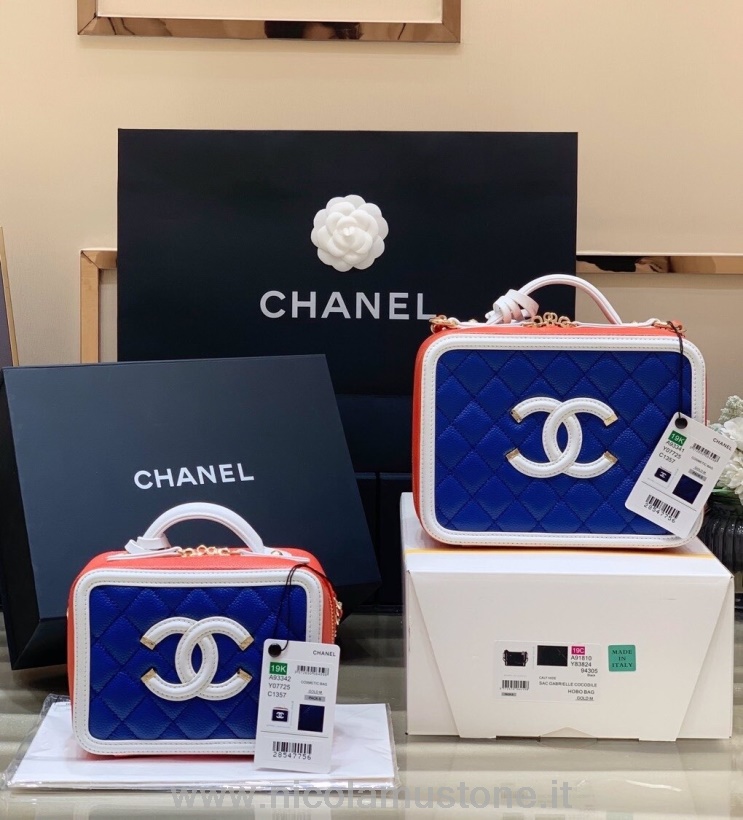 Originální Kvalitní Kabelka Na Toaletní Potřeby Chanel 21cm Kaviárová Kůže Zlaté Hardware Kolekce Jaro/léto 2020 červená/bílá/modrá